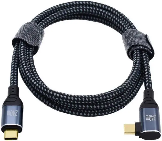 Alt view image 3 of 7 - Jimier 0.5M USB-C 240W Type-C Cable 480Mbps 48V 5A Left Right Angled 90 Degree Compatible with USB2.0 100W Charging for Laptop Tablet Phone