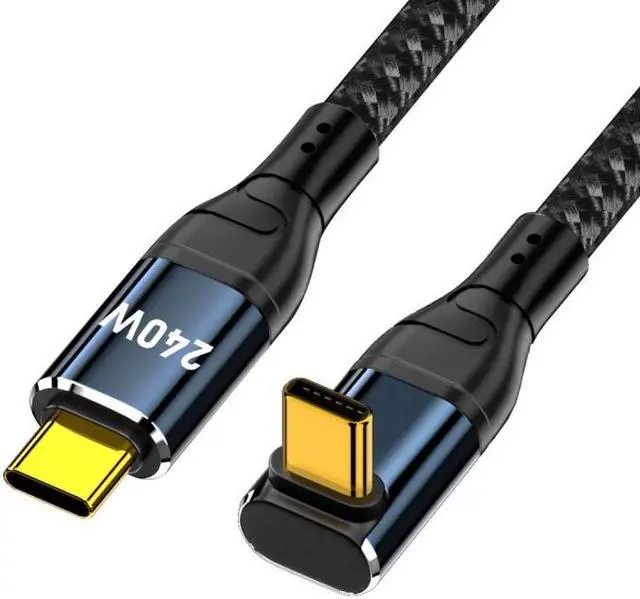 Alt view image 2 of 7 - Jimier 0.5M USB-C 240W Type-C Cable 480Mbps 48V 5A Up Down Angled 90 Degree Compatible with USB2.0 100W Charging for Laptop Tablet Phone