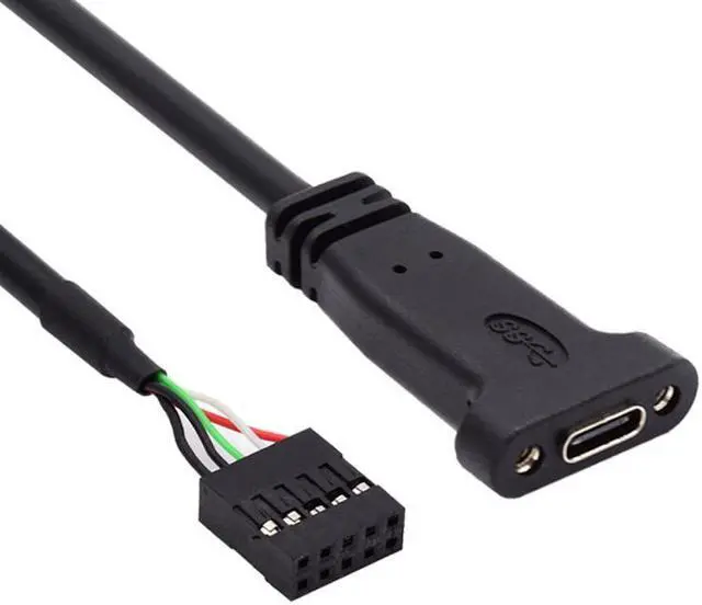 Alt view image 2 of 7 - Xiwai Single Port USB 3.1 Type C USB-C Female to USB 2.0 Motherboard 9pin 10pin Header Cable 20cm with Bracket