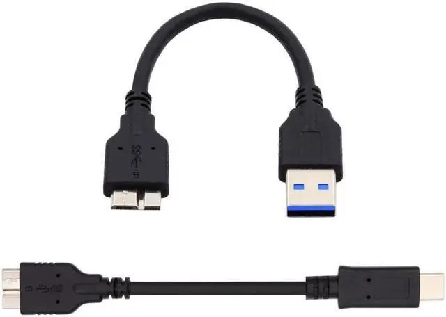Alt view image 3 of 7 - Jimier 2pcs/set USB 3.1 USB-C Type-C to Micro 3.0 and USB 3.0 Type-A Male to Micro 3.0 B Male Disk SSD Data Cable 15cm