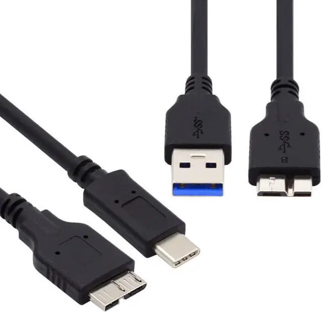 Main image of Jimier 2pcs/set USB 3.1 USB-C Type-C to Micro 3.0 and USB 3.0 Type-A Male to Micro 3.0 B Male Disk SSD Data Cable 15cm