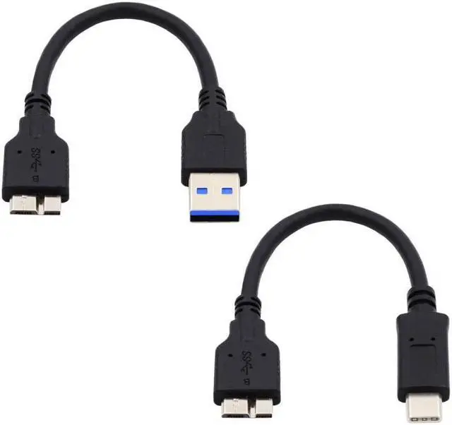 Alt view image 2 of 7 - Jimier 2pcs/set USB 3.1 USB-C Type-C to Micro 3.0 and USB 3.0 Type-A Male to Micro 3.0 B Male Disk SSD Data Cable 15cm