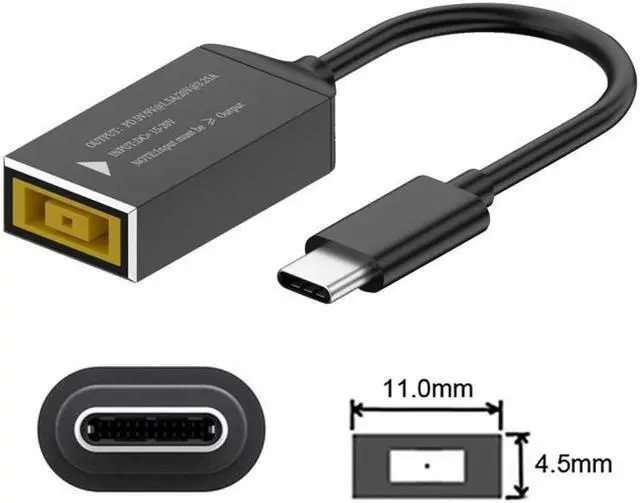 Alt view image 3 of 7 - Jimier Rectangle Jack Thinkpad X1 Input to USB-C Type-C Power Plug Charge Cable for Laptop Phone PD9V 5V 20V