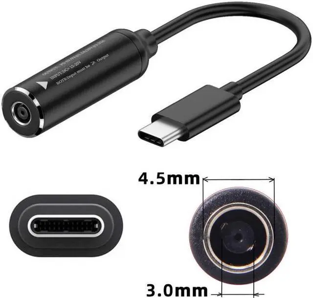 Main image of Jimier DC Jack 4.5x3.0mm Input to USB-C Type-C Power Plug Charge Cable for Laptop Phone PD9V 5V 20V