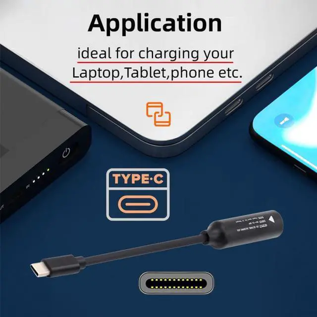 Alt view image 4 of 7 - Jimier DC Jack 5.5x2.1mm Input to USB-C Type-C Power Plug Charge Cable for Laptop Phone PD9V 5V 20V