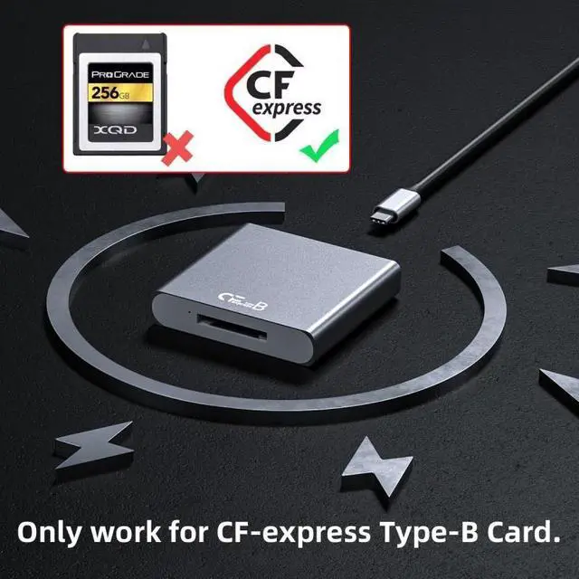 Alt view image 3 of 7 - Jimier USB3.1 Type-C USB3.0-A to CF Express Extension Card Reader for CFE Type-B Support R5 Z6 Z7 CFB Memory Card