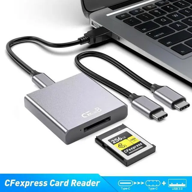 Alt view image 7 of 7 - Jimier USB3.1 Type-C USB3.0-A to CF Express Extension Card Reader for CFE Type-B Support R5 Z6 Z7 CFB Memory Card