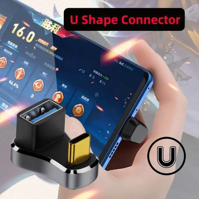 Alt view image 7 of 7 - Jimier USB3.0 Type C Male to Female & OTG Power Data Adapter Opposite U Shape Back Angled Compatible with Steam Deck