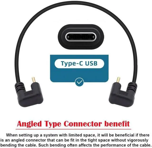 Alt view image 5 of 7 - Jimier 10Gbps USB3.1 Type C Male to Male Power Data Video Cable USB-C Opposite U Shape Back Angled for NS Switch Phone Laptop