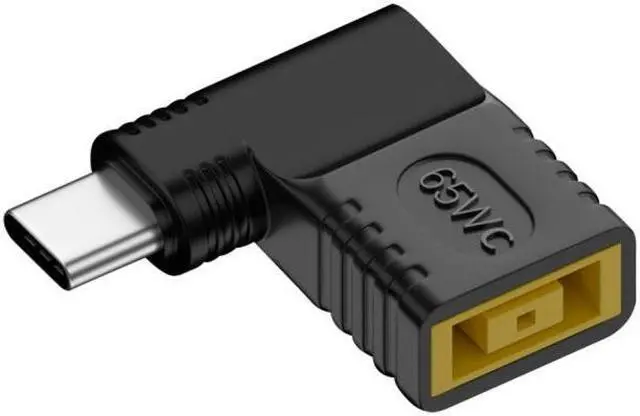 Alt view image 2 of 7 - Jimier Rectangle Jack Thinkpad X1 Input to USB-C Type-C Angled 90 Degree Power Plug Charge Adapter for Laptop Phone