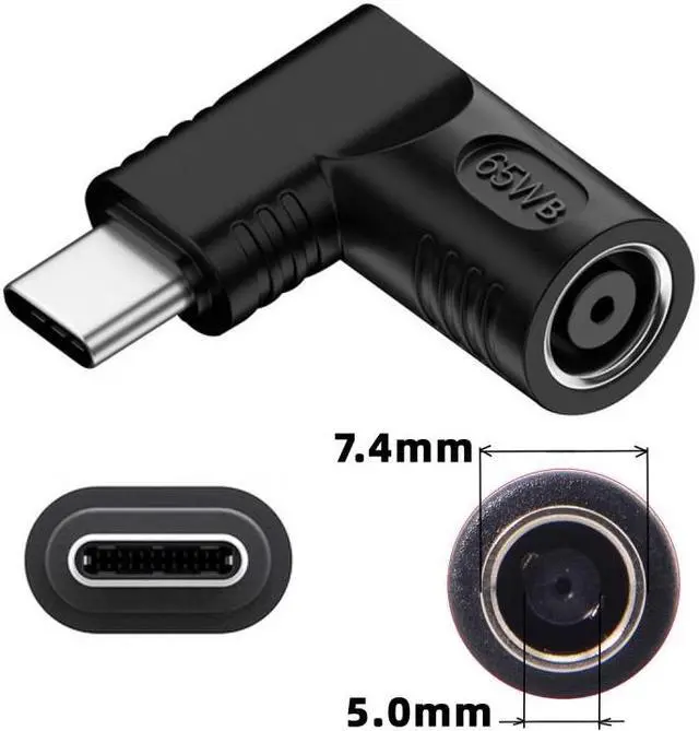 Alt view image 3 of 7 - Chenyang DC Jack 7.4x5.0mm Input to USB-C Type-C Angled 90 Degree Power Plug Charge Adapter for Laptop Phone