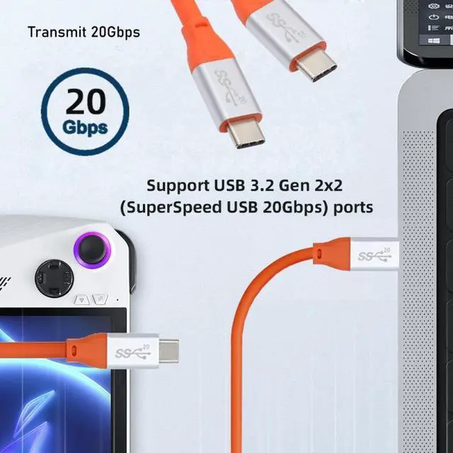 Alt view image 6 of 7 - Jimier 2.0M USB3.2 Cable 20Gbps Ultra Soft High Flex 100W 8K 5K 4K USB4.0 Hyper Super Flexible Cord Male to Male