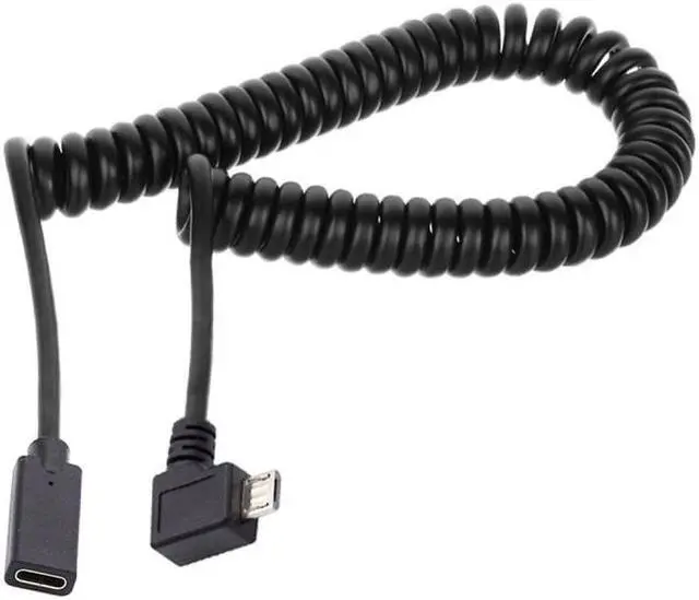 Alt view image 2 of 7 - HKCY Stretch Coiled USB-C Keyboard Mouse Cable for Gaming Keyboard Micro USB Male to Type-C Female Extension Cable Power & Data