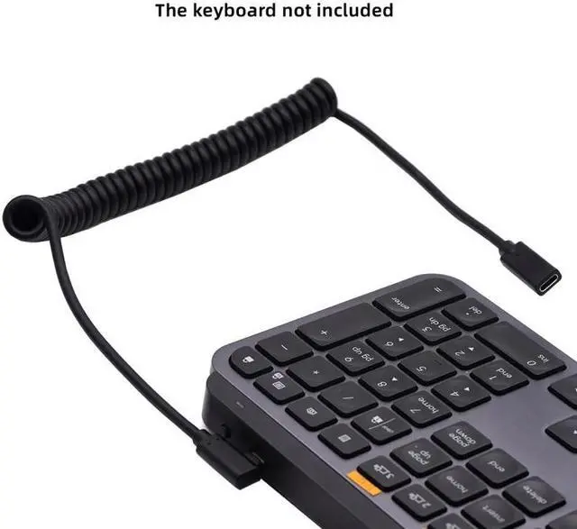 Alt view image 3 of 7 - Cablecc Stretch Coiled USB-C Keyboard Mouse Cable for Gaming Keyboard Type-C Male to Female Extension Cable Power & Data