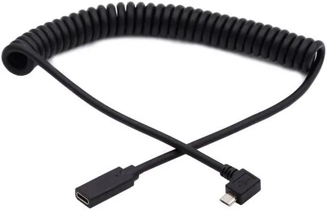 Alt view image 3 of 7 - HKCY Stretch Coiled USB-C Keyboard Mouse Cable for Gaming Keyboard Micro USB Male to Type-C Female Extension Cable Power & Data