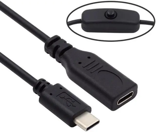 Alt view image 3 of 7 - Jimier USB-C Cable with On Off Power Switch Button USB Type C Male to Female for Laptop Keyboard Raspberry Pi 4B