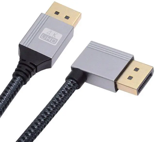 Main image of Jimier 200cm Right Angled DisplayPort DP to DP Cable 4K 60hz Cable Silver Sleeve Ultra-HD UHD 90 Degree for Desktop Laptop Monitor Graphics Card