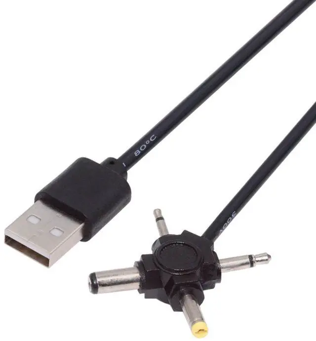 Main image of Jimier USB 2.0 Type-A Male to 4-in-1 DC 5V 5.5x2.1mm 4.0x1.7mm Mono 3.5mm 2.5mm Power Plug Barrel Connector Charge Cable