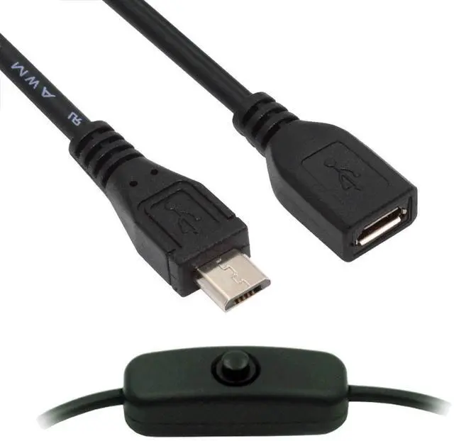 Main image of Jimier Micro USB2.0 Cable with On Off Power Switch Button Micro 5Pin Male to Female for DC 5V Desk Lamp Fan Camera