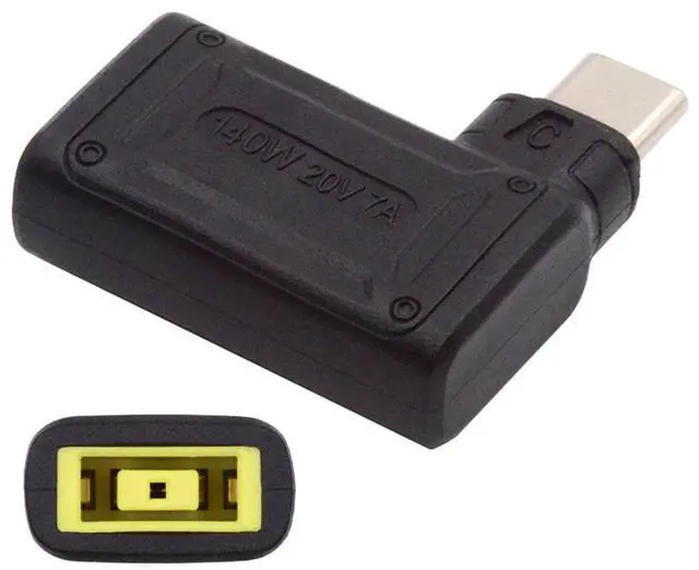 Main image of Jimier 140W 100W Rectangle Jack Thinkpad X1 Input to USB-C Type-C Angled 90 Degree Power Plug Charge Adapter for Laptop Phone