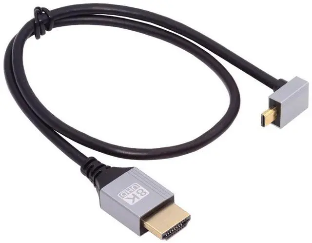 Main image of Jimier 90 Degree Up Angled Micro HDMI 2.1 Ultra Thin HDTV Cable 8K 4K Hyper Super Flexible Slim Cord Type-A to Type-D for Camera HDTV