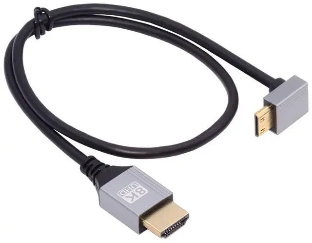 Main image of Jimier 90 Degree Up Angled Mini HDMI 2.1 Ultra Thin HDTV Cable 8K 4K Hyper Super Flexible Slim Cord Type-A to Type-C for Camera HDTV