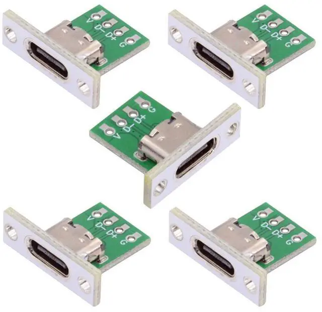 Main image of Jimier 5pcs/set DIY OEM Type C Female Socket Connector Panel Mount Type with PC Board 24pin USB 2.0 Pinout