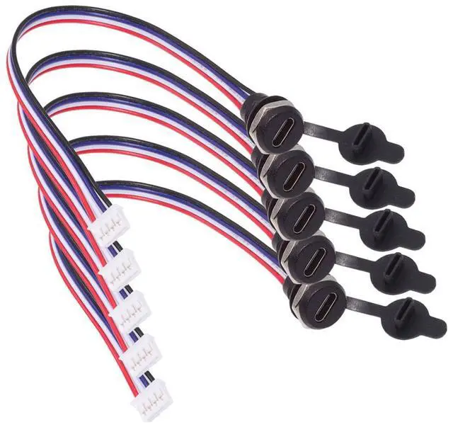 Main image of Jimier 5pcs/set DIY OEM Type C Female Socket to 4Pin Header Cable Pitch=2.0mm Panel Mount Type DC 5V Power Data