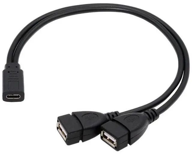 Main image of Jimier Type-C USB-C Female DC 5V to Dual USB 2.0 Standard Type-A Female Splitter Extension Charge Cable
