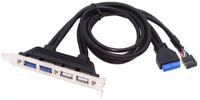 Main image of Jimier Internal Four USB2.0 & USB 3.0 Female Mount Panel to Motherboard 9pin 19pin 20pin Baffle Cable with PCI Bracket 50cm