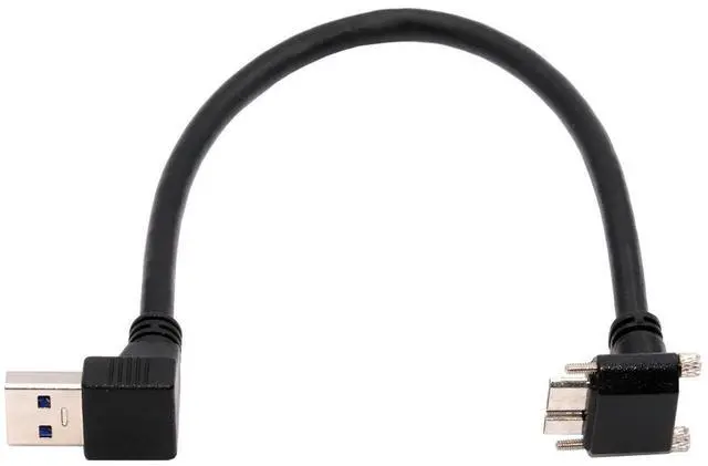 Main image of Jimier Down Angled 90 Degree USB 3.0 A Male to Micro-B 3.0 Plug Up Angled Locking Screw Panel Cable 25cm