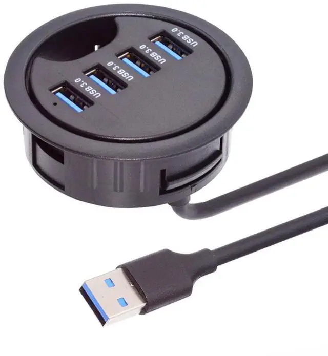 Main image of Jimier USB 3.0 Hub 4 Port USB 60mm Desk Grommet Splitter Dock Station Interface for Desktop PC Desk