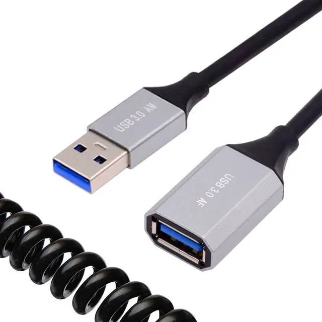 Main image of Jimier USB 3.0 Type-A Male to USB3.0 A Female Stretch Coiled Cable 100cm Extension 5Gbps for Disk SSD Camera Data