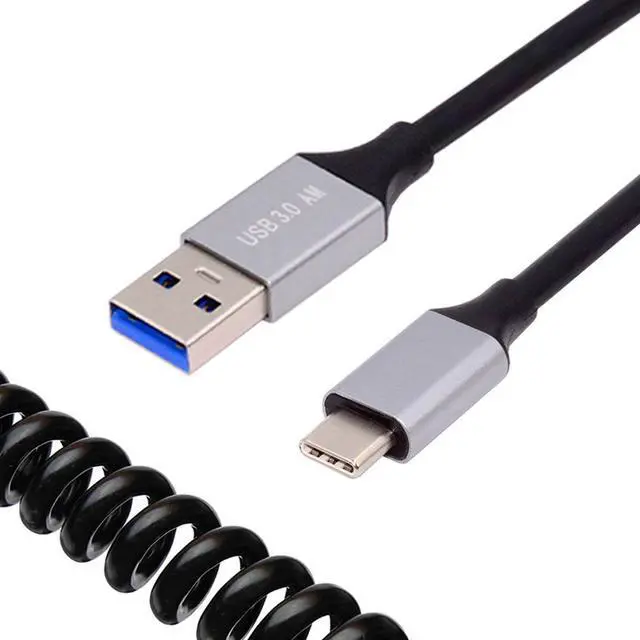 Main image of Jimier USB 3.0 Type-A Male to USB-C Type-C Male Stretch Coiled Cable 100cm Extension 5Gbps for Disk Phone Camera Data