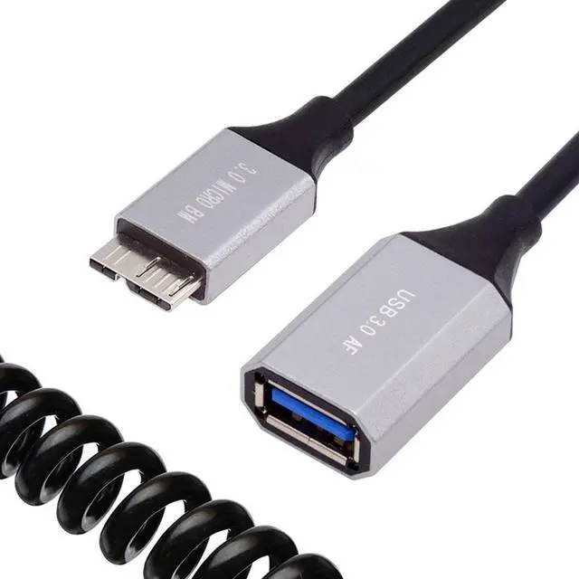Main image of Jimier Micro-USB3.0 Male Host to USB3.0-A Female OTG Stretch Coiled Cable 100cm Extension 5Gbps for Disk Phone Camera Data