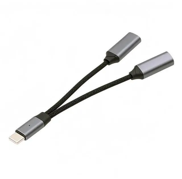 Main image of Jimier USB-C Type-C Male to 8P Female Audio DAC AUX Music 16bit 48kHz & 100W PD Power Cable for Laptop Tablet Phone