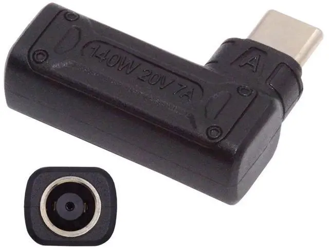 Main image of Jimier 140W 100W DC Jack 7.9x5.4mm Input to USB-C Type-C Angled 90 Degree Power Plug Charge Adapter for Laptop Phone