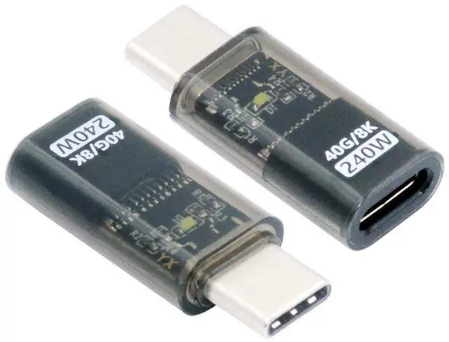 Main image of Jimier Transparent LED USB4 Type C Male to Female Extension 240W Power 40Gbps Data 8K Video Adapter for Phone Laptop