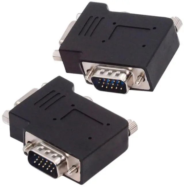 Main image of Jimier 2pcs/lot Left & Right Angled 90 Degree VGA RGB HDB15Pin Screw Type Male to Female Nut Type Extension Adapter for Monitor Displays