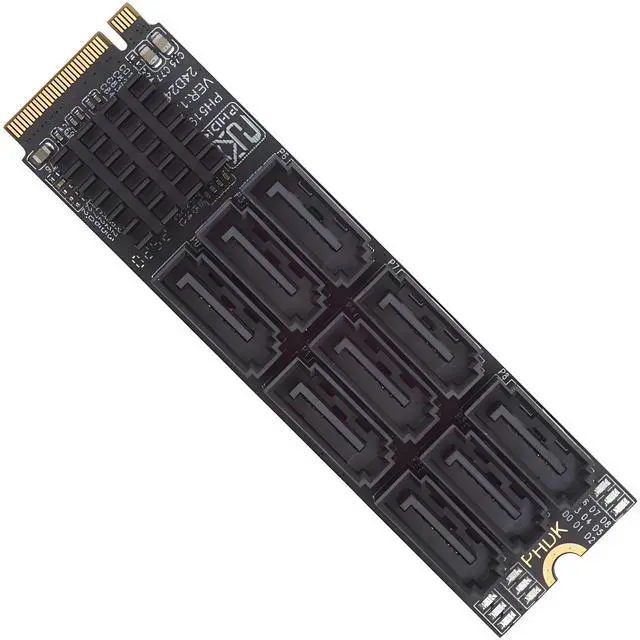 Main image of Jimier NGFF NVME M-Key PCI Express M.2 to 9 Ports SATA 3.0 6Gbps Adapter Converter Hard Drive Extension Card 2280 for NAS Computer