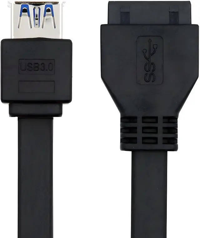 Main image of Jimier Stackable Dual Port USB 3.0 Female Type-A DIP Type to Motherboard 20Pin 19Pin Header Cable with Fixed Feet 50cm