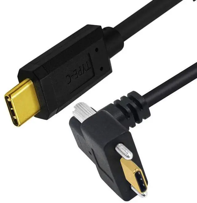 Main image of Jimier USB3.1 Type-C Male to Dual Thumbscrew Locking USB-C Vertical 90 Degree Up Down Angled 10Gbps Data Cable Panel Mount Type
