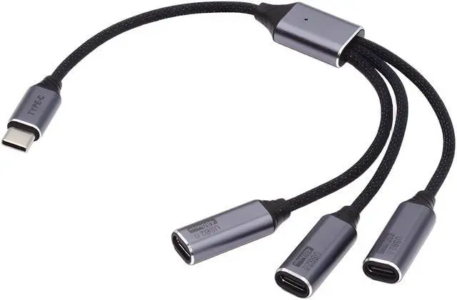 Main image of Jimier USB 2.0 Type-C USB-C to 3 Ports Hub Cable Bus Power 1 to 3 Data for Laptop Desktop Phone Mouse Keyboard Printer Disk