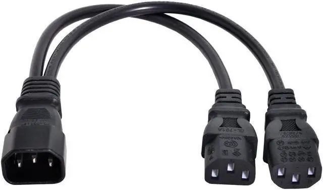 Main image of Jimier Single C14 to Dual C13 5-13R Short Power Y Type Splitter Adapter Cable Cord PW-037