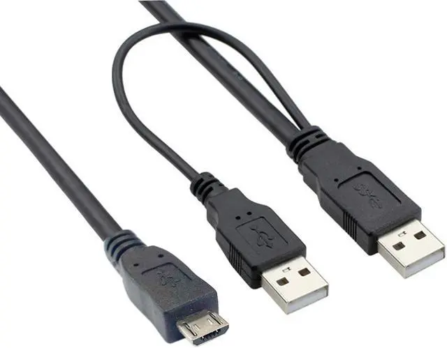 Alt view image 6 of 7 - Jimier USB 2.0 two Male to Micro USB 5Pin Male Y Cable 80cm for external Hard Disk Drive U2-072-0.8M