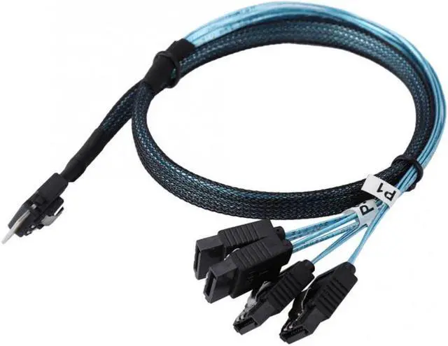 Alt view image 3 of 6 - Jimier Slim Line SAS 4.0 SFF-8654 4i 38pin Host to 4 SATA 7pin Target Hard Disk Fanout Raid Cable 50cm SF-103-0.5M