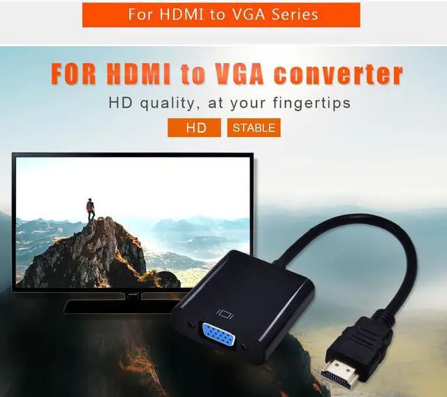 Alt view image 6 of 7 - Jimier Cable HDMI Source to VGA Female Output Cable with Micro & Mini HDMI Adapter for Projector Monitor PC Laptop Black