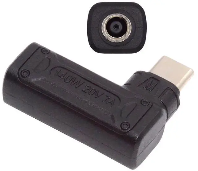Main image of Jimier 140W 100W DC Jack 4.5x3.0mm Input to USB-C Type-C Angled 90 Degree Power Plug Charge Adapter for Laptop Phone