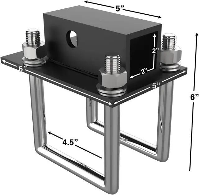 Alt view image 2 of 6 - RV Bumper 4 inch Square Receiver Adapter 2'' Hitch Mount Bike Rack Cargo Carrier
