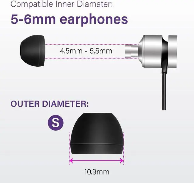 Alt view image 6 of 6 - 3 Pairs Small Soft Silicone Ear Tips for 4.5-5.5mm Earphone  Wireless Ear Buds